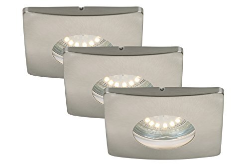 Briloner Leuchten LED-inbouwlampen, set van 3, inbouwspots, inbouwspots, LED GU10, 4 Watt, 330 lumen, draaibaar, IP44, geschikt voor badkamer/badkamer, mat nikkel