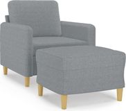 vidaXL Fauteuil met voetenbank stof lichtgrijs