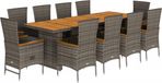 vidaXL Ensemble de jardin 11 pièces avec coussins poly rotin gris