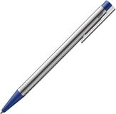 LAMY Logo balpen 205 – Kuli van roestvrij staal in de kleur blauw met geïntegreerde clip-drukknop-eenheid