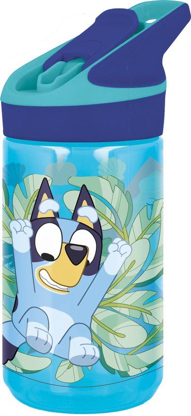 4KidsOnly Bluey Tritan Premium Drinkfles - 480 ml – Sluit goed af – Drinkfles voor kinderen – Blauw