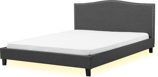 Beliani MONTPELLIER - Tweepersoonsbed - Grijs - 180x200cm - LED - Polyester