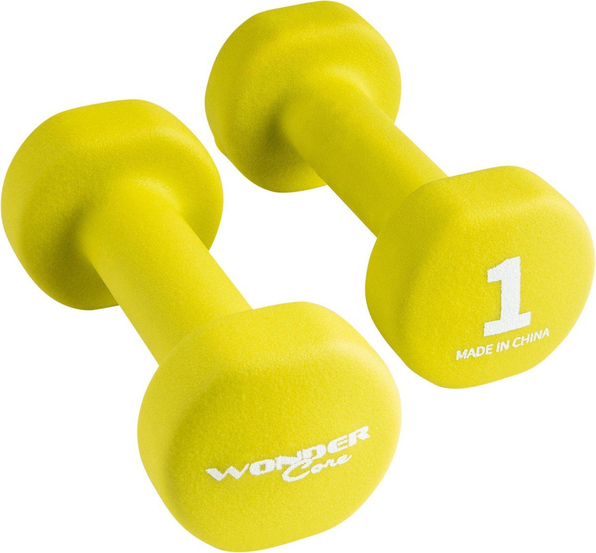 Wonder core Neoprene Dumbbell – 1 kg – Groen – Set van 2