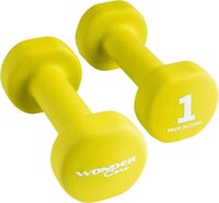 Wonder core Neoprene Dumbbell – 1 kg – Groen, gewichten, halters, dumbbells, krachttraining, set van 2