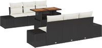 vidaXL Tuinbank Set 7-delig Zwart Polyrattan