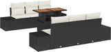 vidaXL Banc de jardin 7 pièces noir polyrattan