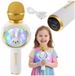 Izoxis Microphone de karaoké sans fil blanc pour enfants avec haut-parleur et éclairage