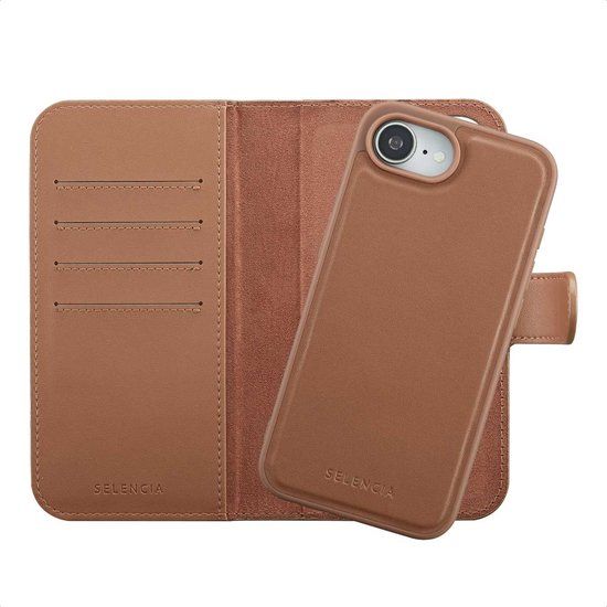 Selencia Olyn Uitneembare Bookcase met MagSafe voor de Apple iPhone 17e / 16e - Bruin