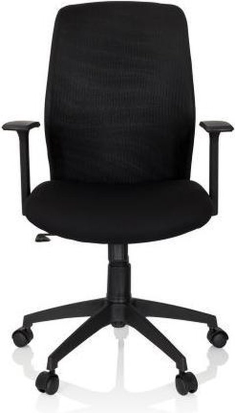 HJH OFFICE 670987 bureaudraaistoel Lester stof zwart bureaustoel PC stoel in hoogte verstelbaar, rugleuning ergonomisch