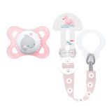 MAM Originele fopspeen + fopspeenclip, 2-6 maanden, roze