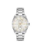 HUGO #Fast for Her Collection 1540168 Multifunctioneel analoog kwartshorloge voor dames met zilverkleurige roestvrijstalen band