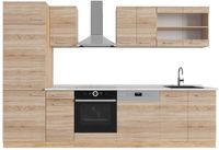 Vicco R-Line Complete keukeneenheid – 300 cm, WB Marmer Sonoma/Goudkraft eik