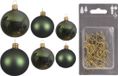 Decoris Kaemingk B.V. Groot pakket glazen kerstballen donkergroen glans/mat 50x stuks - 4-6-8 cm incl haakjes