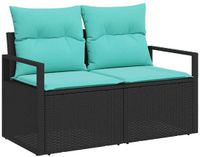 vidaXL Tuinbank met kussen 120 x 62 x 69 cm poly rattan
