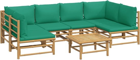 vidaXL 7-delige Loungeset met kussens bamboe groen