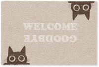 MuchoWow Tapis de porte 60x40 cm - Tapis d'entrée Chat - Beige