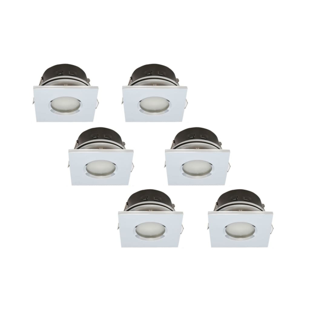 Groenovatie Inbouwspot, Vierkant, Waterdicht IP44, Chroom, 6-Pack .