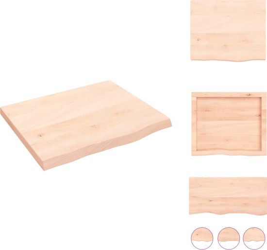 vidaXL Wandschap - 60x50x(2-4) cm - onbehandeld - massief - eikenhout