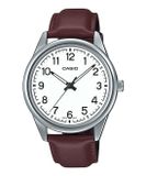Casio MTP-V005L-7B4 Horloge - Heren - Leer - Zilverkleurig/Wit/Bruin