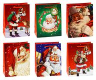 K3T Geschenkzakjes kerstman/Sinterklaas, verpakking van 12, maat: medium (HxBxD 23 x 18 x 10 cm), art. nr. 87017
