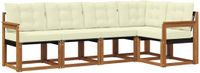 vidaXL - Hoek loungeset - 5 zitplaatsen - Natuurlijk en crème - Acacia hout
