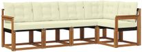 vidaXL - Hoek loungeset - 5 zitplaatsen - Natuurlijk en crème - Acacia hout