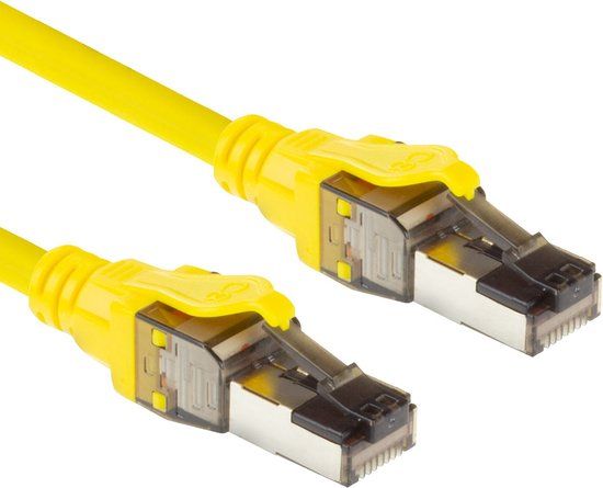 ACT Gele 1 meter SFTP CAT8 patchkabel snagless met RJ45 connectoren FB8001