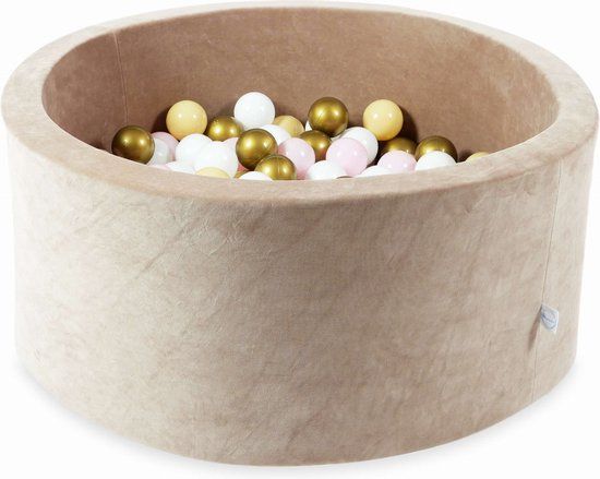 Viking Choice Ballenbak Velvet Beige - 90x40 cm - 300 Ballen - Wit, Baby Roze, Beige, Goud