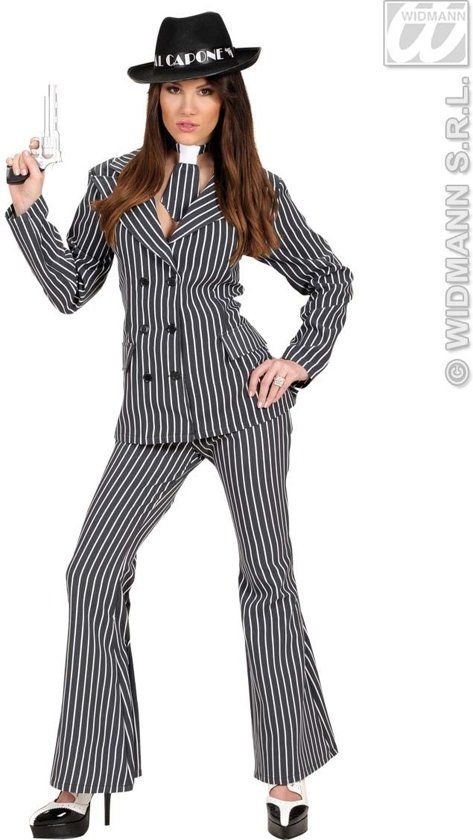 Widmann Maffia Kostuum Vrouwelijke Gangster Ms Capone Kostuum XL Carnaval kostuum Verkleedkleding