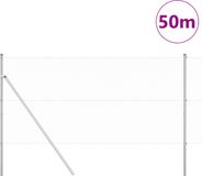 vidaXL Hexagonal Wire Mesh Fence with Ground Stakes 50 x 1 m Silver