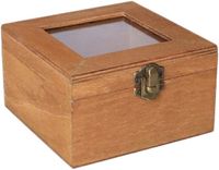 Home & Styling Houten opbergkistje met deksel - bruin - 12 x 12 x 8 cm