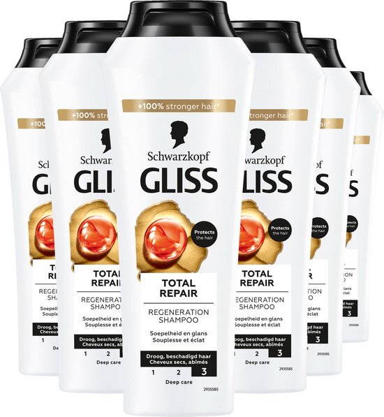 Gliss - Total Repair - Shampoo - Haarverzorging - Voordeelverpakking - 6x 250 ml