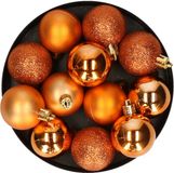 Krist+ Kleine Kerstballen - 24 stuks - Oranje - Kunststof - 4 cm - Mat/Glans/Glitter