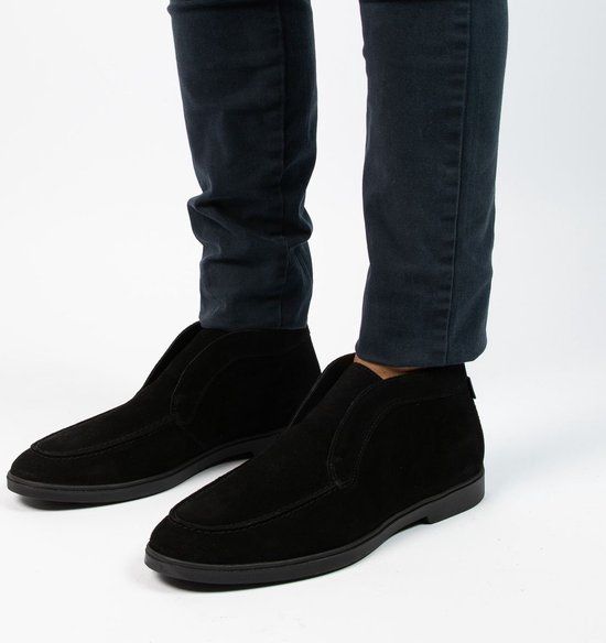 Manfield Heren Zwarte Suède Chelsea Boots Maat 43