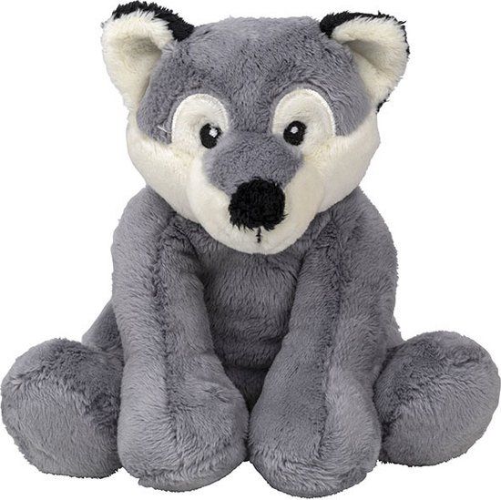 Nature planet Pluche wolf knuffel - grijs - 20 cm - Oeko-tex - Kinderen