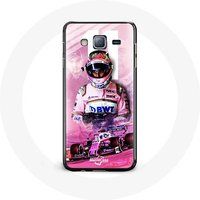 Maniacase Etui voor Samsung Galaxy J7 Formule 1 Sergio Pérez F1 Coureur Roze