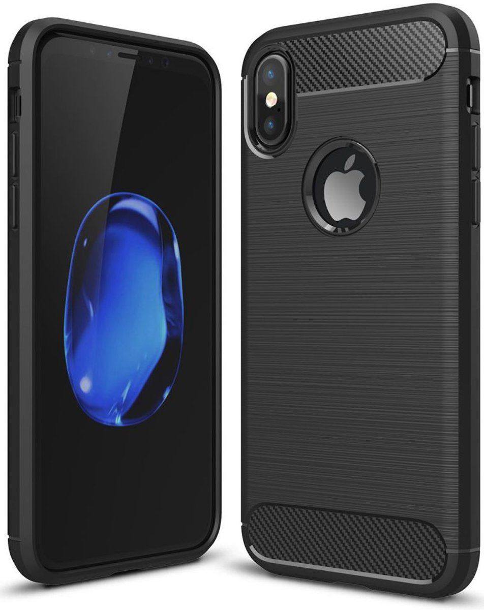 GSMpunt.nl Apple iPhone X Geborsteld TPU Hoesje Zwart