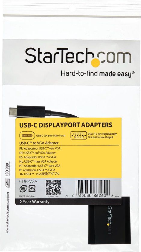 StarTech.com USB-C naar VGA adapter zwart