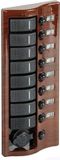 Osculati Marina 12V 8-voudig mahonie Schakelpaneel met LEDs en Stopcontact