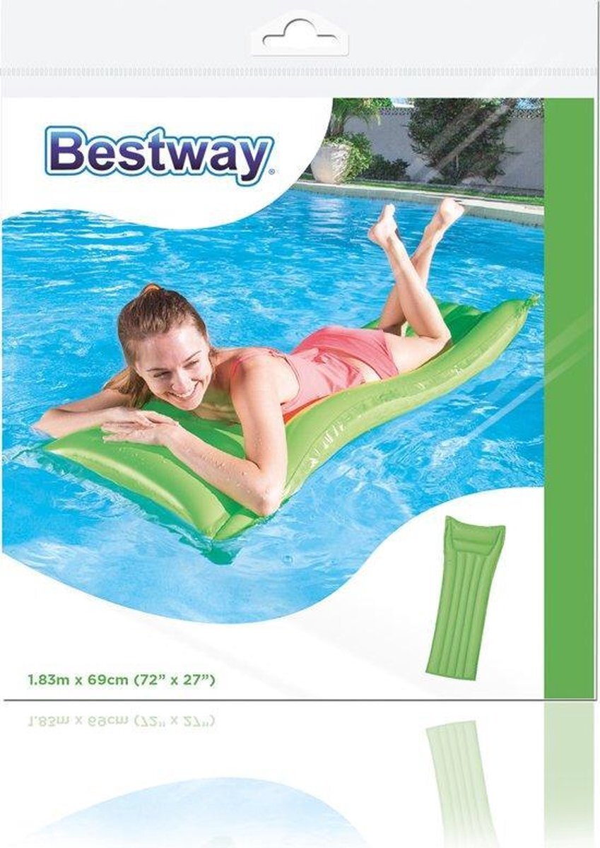 Bestway Opblaasbaar Zwembed - Zwemmatras - Luchtbed - Waterbed - Waterluchtbed - Mat Groen - 183 x 69 cm