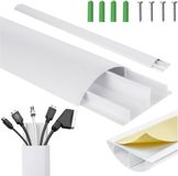 Maclean Aluminium kabelgoot 750 x 62 x 20 mm | halfrond profiel voor HDMI Audio LAN | incl. montageaccessoires | voor wand- en vloerinstallatie | tweedelig systeem (wit, 62 x 20 x 20 x