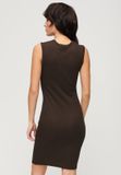 Superdry Geribde, Aansluitende Midi-jurk Dames Dark Brown UK12-EU40