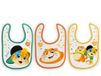 LULABI 44 GATTI BOY - set van 3 babyslabbetjes, 100% zacht katoen met "44 katten"-opdruk, slabbetjesverpakking, klittenbandsluiting, hypoallergeen, herbruikbaar, uniseks, 19 x 17 cm - bont