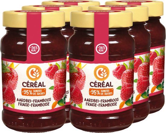 Céréal Jam Aardbei & Framboos - 6 x 270 gr - Voordeelverpakking
