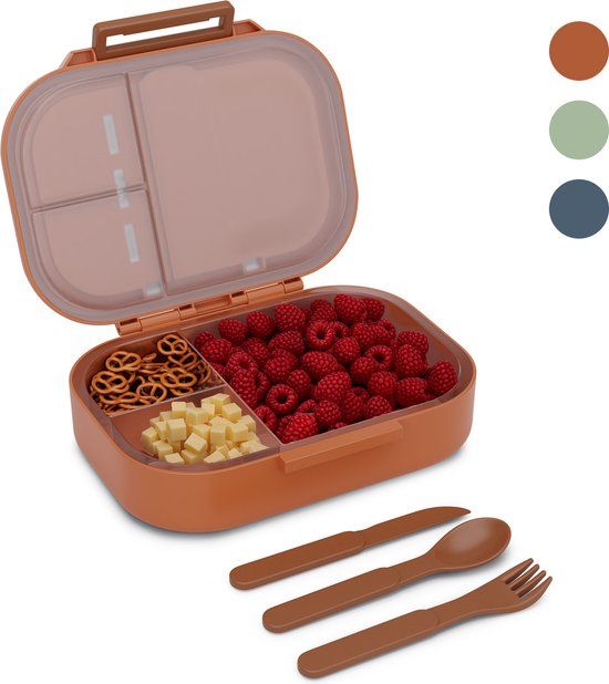 Klarstein Bunko Lunchbox - 3 Vakken - Oranje - 21 x 14,5 x 5,5 cm