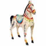Decoratief paard van metaal, handbeschilderd, antiek, wit