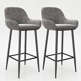 Playboy barkruk met voetensteun, 2-delige set, van fluweel, gestoffeerde stoel op barhoogte met fluwelen bekleding, barstoel met gewatteerde zitting en rug, bekleding in roze, kwarts, metalen voet, retro design, club-stijl P Retro 49x100x46 cm antraciet