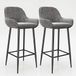 Playboy barkruk met voetensteun, 2-delige set, van fluweel, gestoffeerde stoel op barhoogte met fluwelen bekleding, barstoel met gewatteerde zitting en rug, bekleding in roze, kwarts, metalen voet, retro design, club-stijl P Retro 49x100x46 cm antraciet