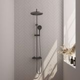 Brauer Gunmetal Edition Opbouw Thermostatische Regendoucheset - Hoofddouche 30 cm - Handdouche 3 Standen - Doucheslang - Gunmetal Geborsteld Pvd