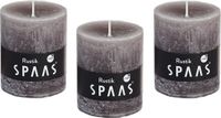 Spaas 10x stuks taupe bruine rustieke cilinderkaars/stompkaars 7 x 8 cm 30 branduren